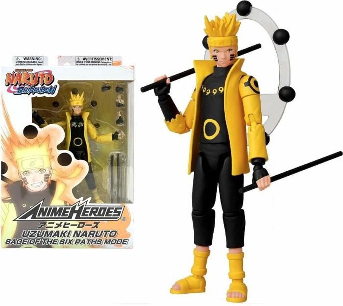 Bandai – Anime-Helden – Naruto Shippuden – Naruto Uzumaki-Figur im Einsiedler-Modus, Rikudo Sage of Six Paths-Modus, 17 cm – offiziell lizenziert – Naruto-Actionfigur – Spielzeug für Kinder ab 4 Jahren – 36908
