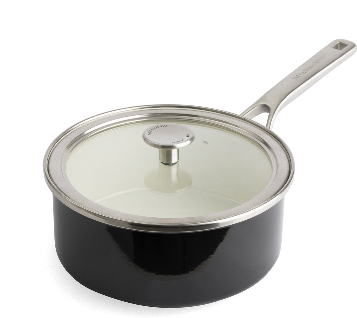 Kitchenaid Emaille-Kochtopf mit Stahlkern, 20 cm, 2,4 l – Onyxschwarz – Induktion – PFAS-frei