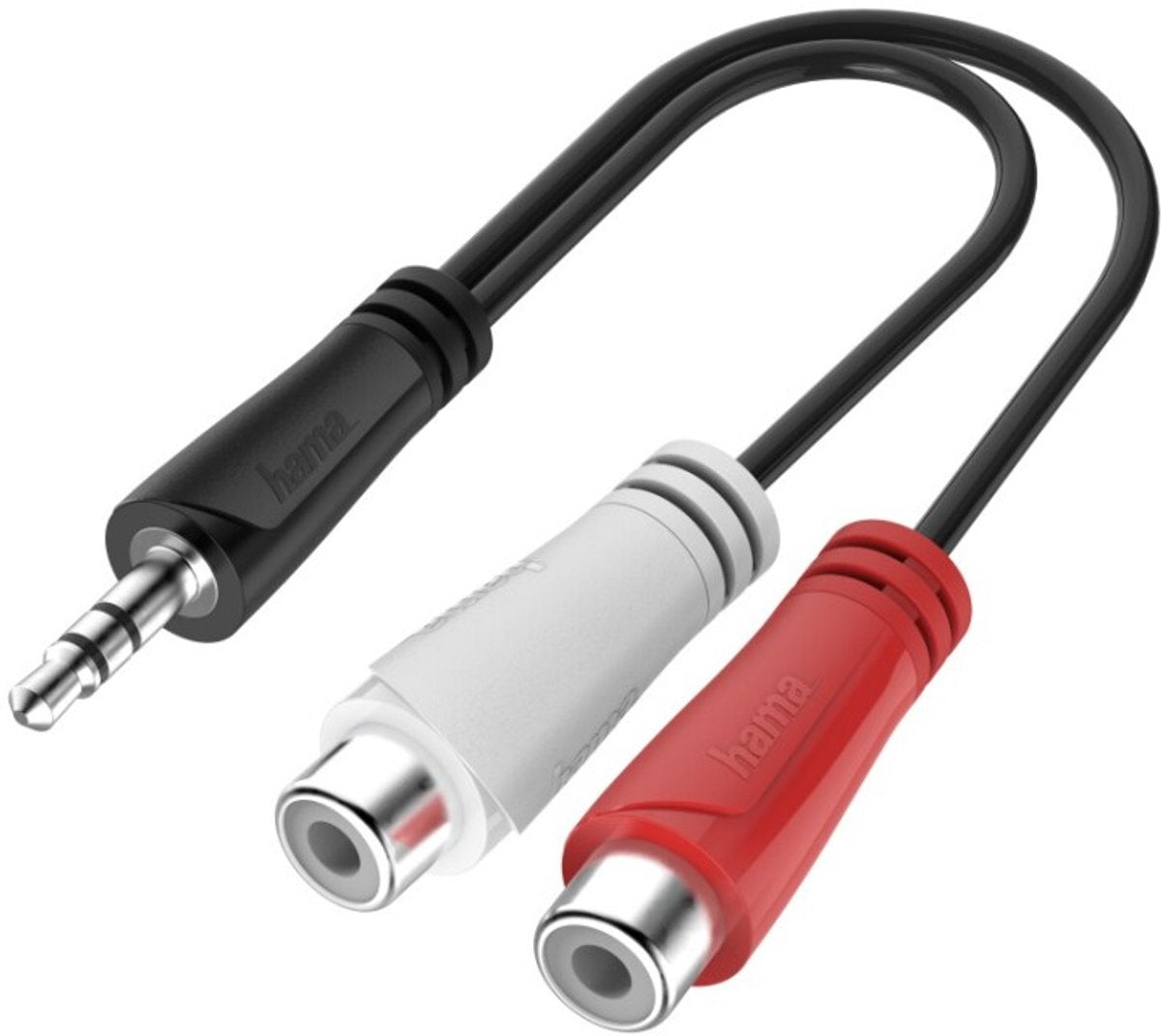 Hama 00200350 Klinkenstecker Cinch Audio-Verbindungskabel [1x Cinch-Kupplung - 1x Klinkenstecker männlich 3,5 mm] 0,15 m schwarz