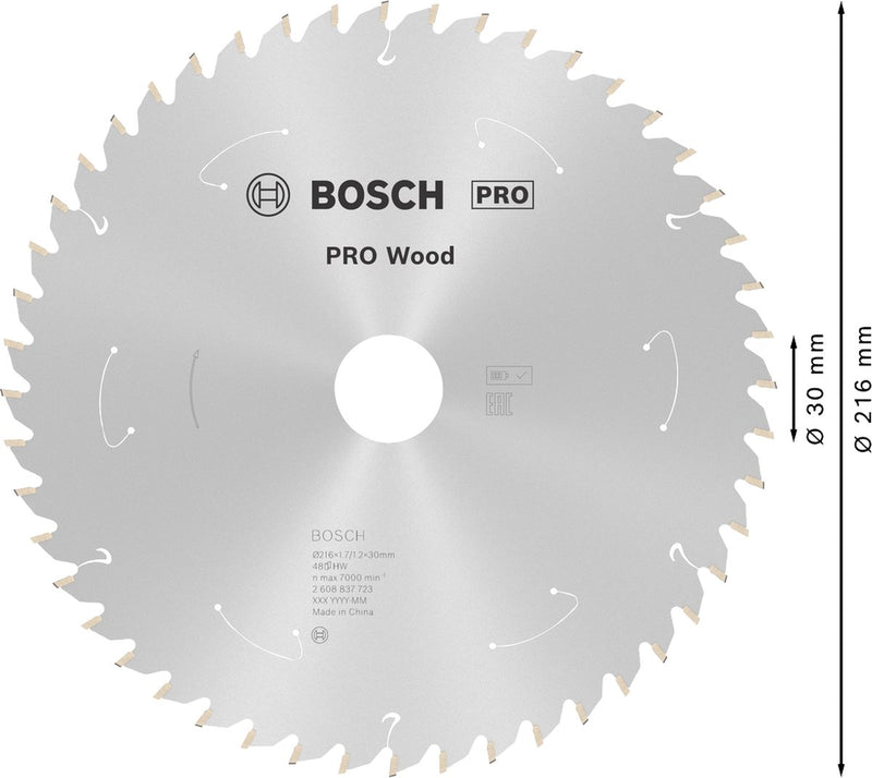Bosch Professional Pro Wood - Kreissägeblatt - Akku-Kreissägeblatt, 216 x 1,7 x 30 mm, T48