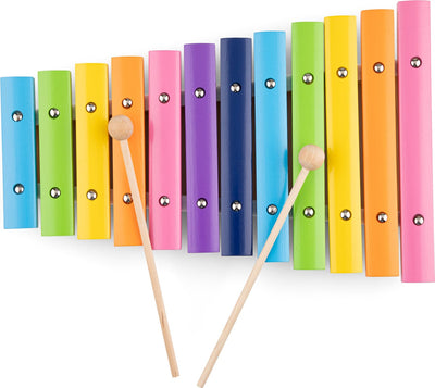 Woet® Xylophon-Spielzeug aus Holz – buntes Spielzeuginstrument mit Notenheft und 2 Stöcken – regt die musikalische Entwicklung an – ab 2 Jahren
