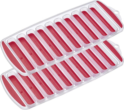 Westmark Eiswürfelbereiter stixx Eiswürfelform zur Herstellung von 10 kleinen Eiswürfelstangen, ideal für Flaschen, transparent rot, Kunststoff, BPA-frei, 2 Stück