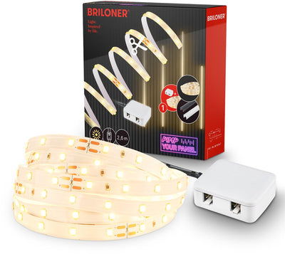 Briloner Pimp Your Panel – LED Strip Starter Kit 2,6 m – 8018147 – WW Basisset – Pimp Your Panel – Treiber – Kabelschalter – selbstklebend – 262,5 x 1 cm