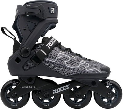 Roces R-Evo 84 Inline-Skates – 84 mm – Softboot – extra Komfort-Stabilität – Fersenverriegelung einfacher Einstieg – ABEC-7 – Fitness-Inline-Skates – Herren Damen – Schwarz Anthrazit – Größe 44
