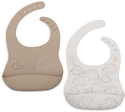 Jollein Silikon-Lätzchen – 1 Stück – 31 cm – Elefantengeschichten