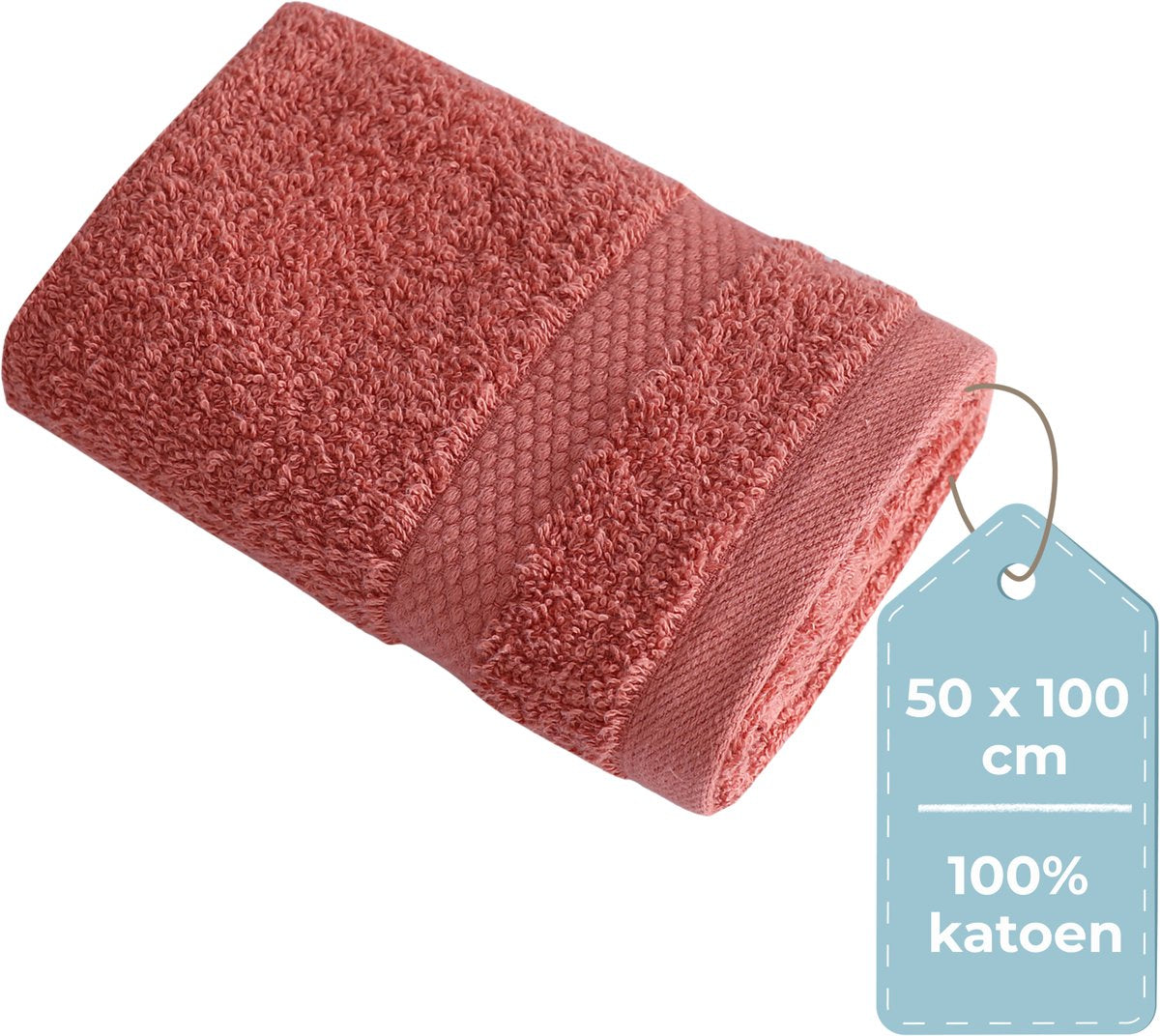Stille. Living Hush Living Handtuch – pro Stück – 50×100 cm – 100 % Baumwolle – schwere Qualität 500 g m2 – stilvolle Bordüre und Aufhängeöse – Koralle
