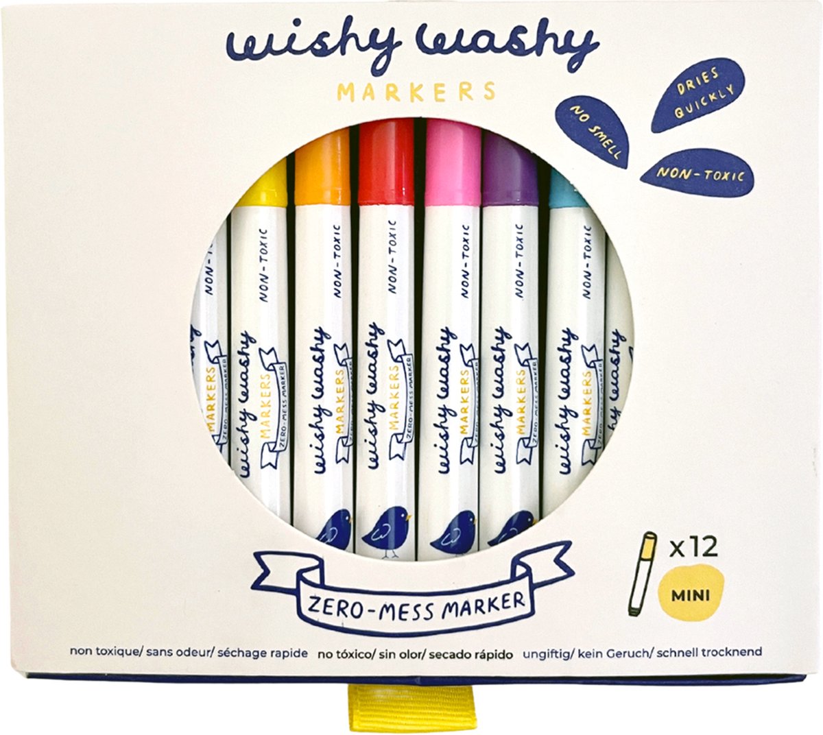Jaq Jaq Bird waschbare Marker Mini-Set – 12 Farben für Kinder.