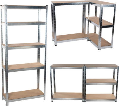 Kinzo Regal – Lagerregal mit 5 Böden – Regalregal 172 x 75 x 30 cm – Lagerregal max. 750 Kilo – Montage ohne Schrauben – Regal in verschiedenen Konfigurationen – MDF