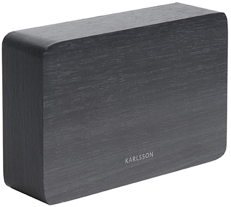 Karlsson Wecker quadratisch – schwarzes Furnier, weiße LED – 15 x 4,8 x 10 cm – skandinavisch – Wecker für Schlafzimmer – Wecker