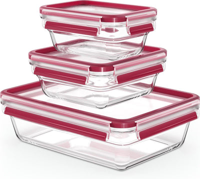 Tefal Masterseal Glas – Frischhaltedosen-Set – 3-teilig – Glas – geeignet für den Backofen