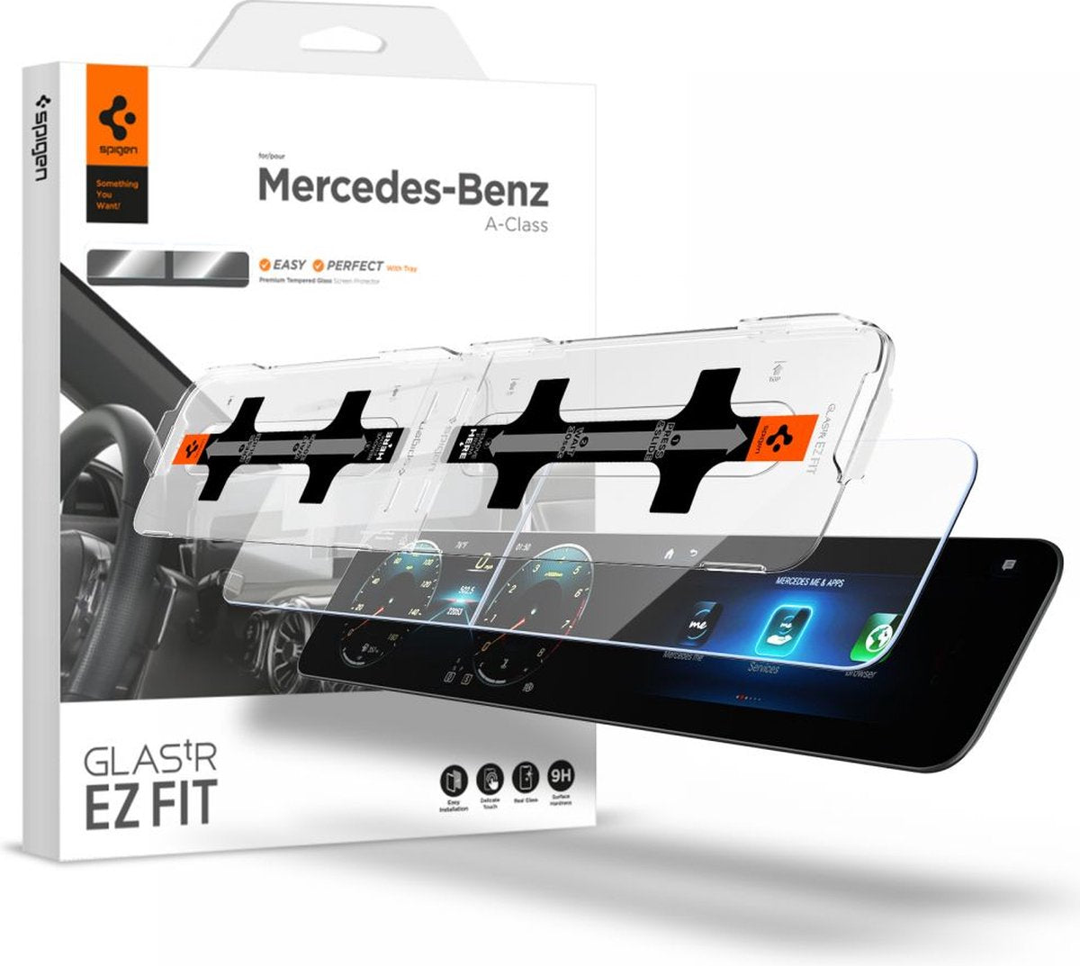 Spigen-Glas Mercedes A-Klasse 2020 2021 mit Montagerahmen EZ Fit – agl03631