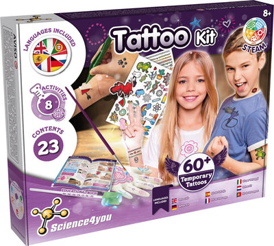 Science 4 you science4you Tattoo-Set – Experimentierset – temporäres Tattoo-Set für Kinder ab 8 Jahren – 60+ verschiedene Tattoos