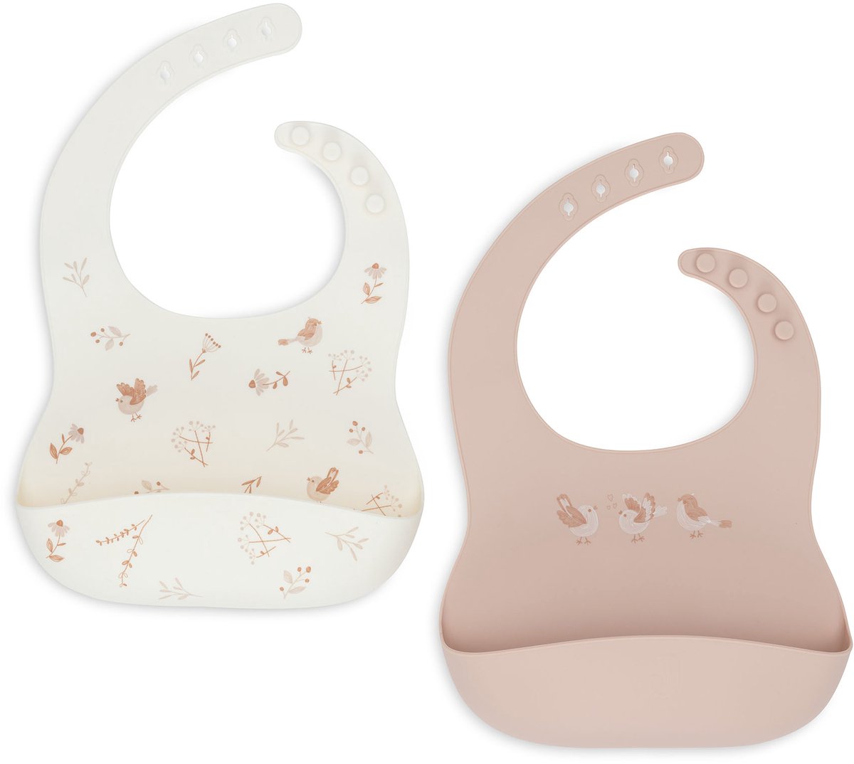 Jollein Baby-Lätzchen aus Silikon – schöne Vögel – 2er-Pack
