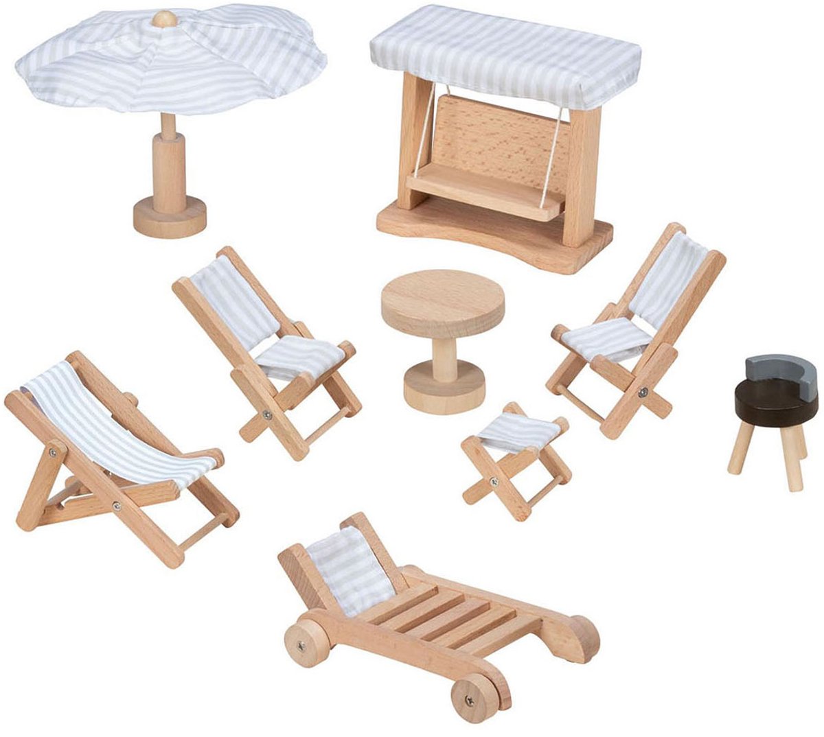 Goki Holzpuppenmöbel Gartenmöbel, 9dlg.