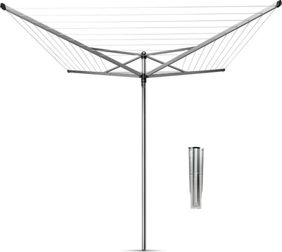 Brabantia Top-Spinner-Wäschetrockner – 40 m – mit Metall-Erdanker – Metallic-Grau