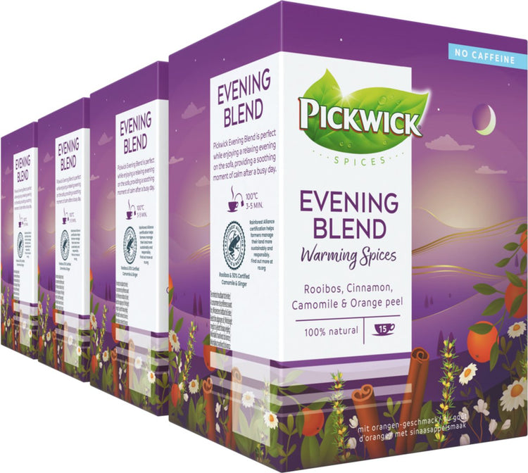 Pickwick Evening Blend wärmende Gewürze Rooibos-Tee – 4 x 15 Stück