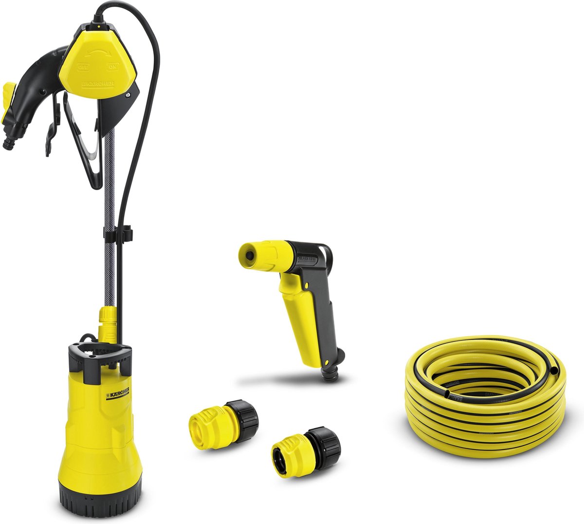 Kärcher Fassbewässerungspumpe BP 1 - Regenfasspumpe - Wasserertrag 3.800 l·h - Förderhöhe 11 m - Pumpentiefe 7 m - inkl. Schlauch und Spritzpistole