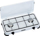 Campart Campingkocher KO-6382 – Campingkocher 2 Brenner – Gaskocher mit Edelstahlbrenner – Weiß