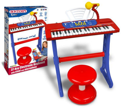 Bontempi Spa Bontempi Tastaturspielzeug elektronisch mit Mikrofon, Beinen und Hocker.