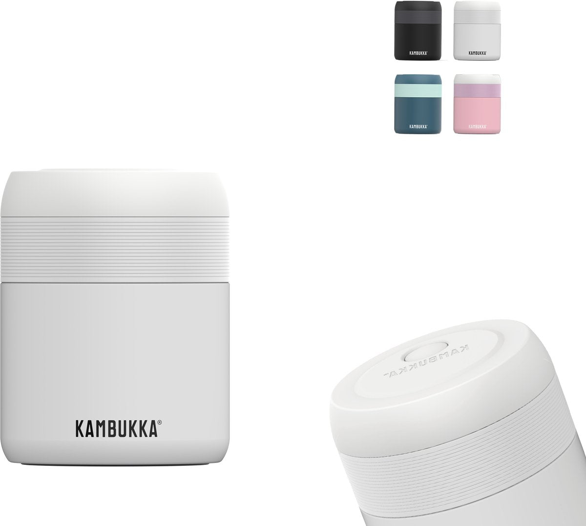 Kambukka Bora – Lunchbox – 600 ml – Lebensmittelbehälter hält 9 Stunden warm, 100 % auslaufsicher – Kreideweiß