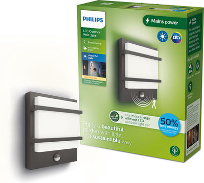 Philips LED Philips Petronia Wandleuchte – ultraeffizient – Anthrazit – mit Sensor – 3,8 W
