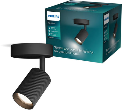 Philips Wyatt Aufbaustrahler – LED-Gu10-Fassung – ausrichtbar – 1 Lichtpunkt – Clickfix – Schwarz