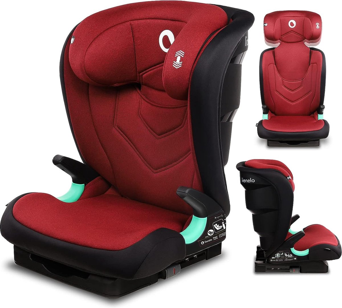 Lionelo Neal i-Size Premium Autositz 100-150 cm – Isofix – verstellbare Kopfstütze (14 Positionen) – Belüftungssystem – Seitenschutz – i-Size zugelassen – waschbarer Bezug – wächst mit bis zu 12 Jahren – inklusive Kinderkarte
