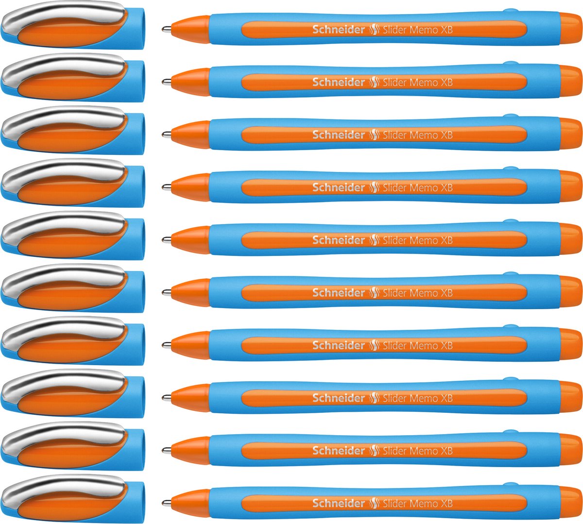 Schneider Schreibgeräte Schneider Kugelschreiber – Slider Memo – Feder xb – Schreibbreite 1,4 mm – Orange – 10 Stück – S-150206-10
