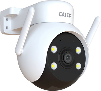 Calex-Überwachungskamera für den Außenbereich – 2K – Schwenk-/Neigefunktion – intelligente Überwachungskamera mit Nachtsicht – Bewegungserkennung, 2-Wege-Audio – Weiß