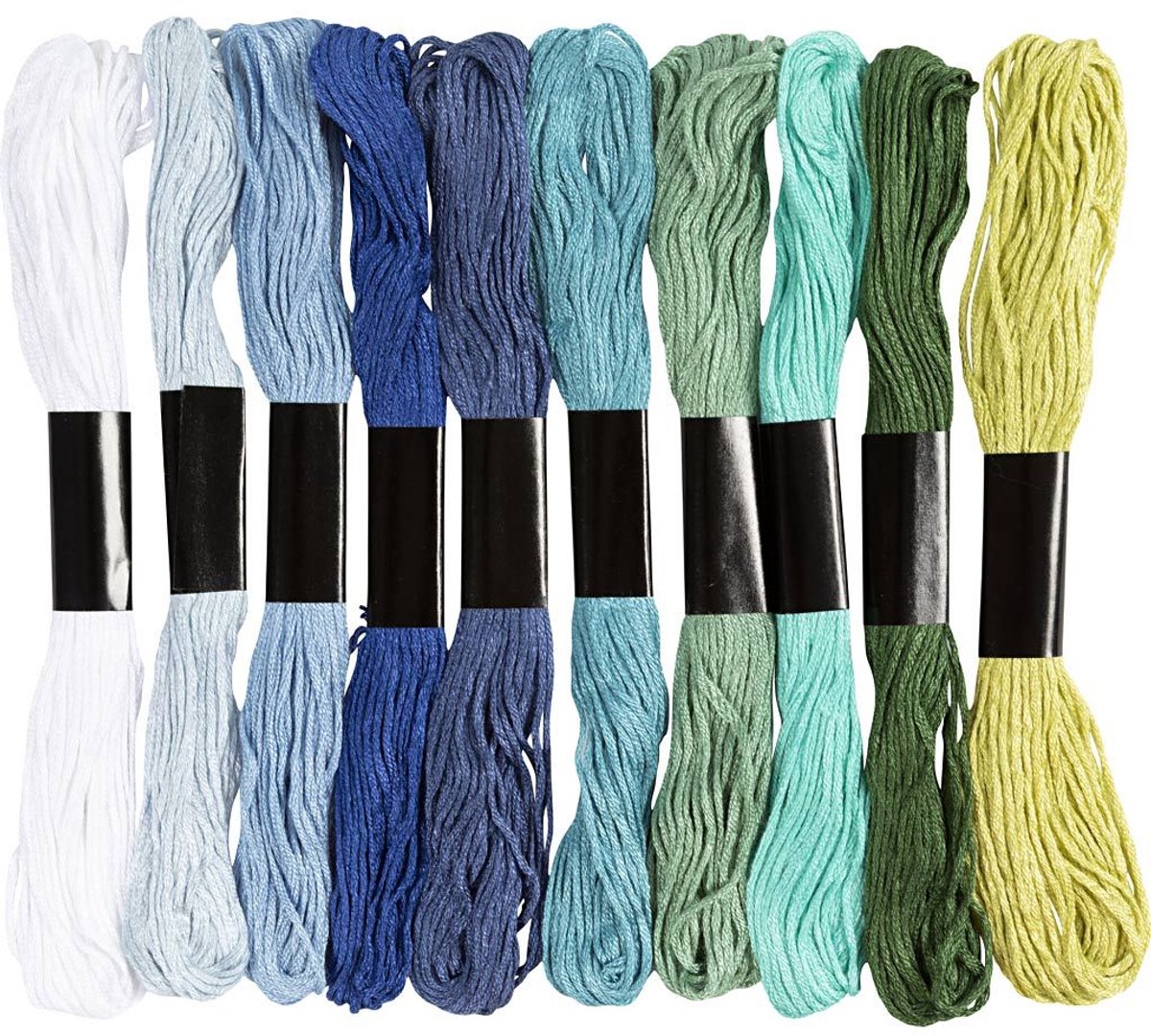 Creativ Company Stickgarn, Stärke 1 mm, Blau-Grün-Harmonie, 10x8 m 1 Box