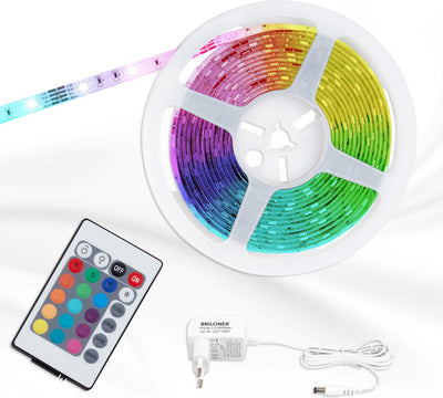 Briloner leuchten - LED-Streifen 3m, 12 Watt, inkl. Fernbedienung, RGB, inkl. Farbwechsel, selbstklebend, kürzbar, weiß, 3.000 mm (L), 2267-090 St
