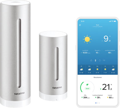 Intelligente Wetterstation von Netatmo – CO2-Messgerät für Luftqualität – drinnen und draußen – funktioniert mit Apple Homekit, Alexa, Google