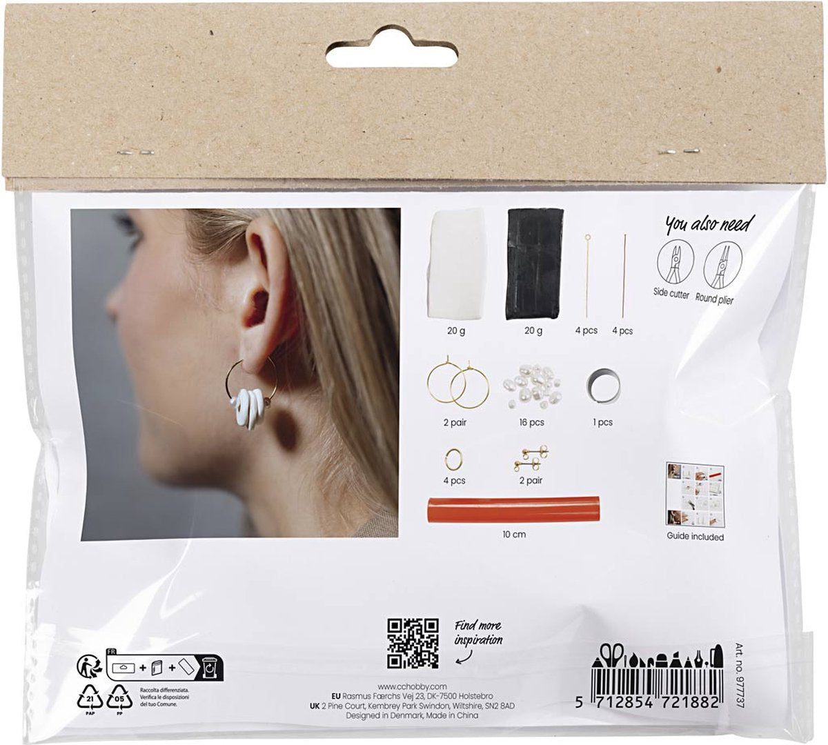 Creativ Company Mini-Hobby-Set Schmuck, Ohrringe, schwarz, weiß, 1 Box