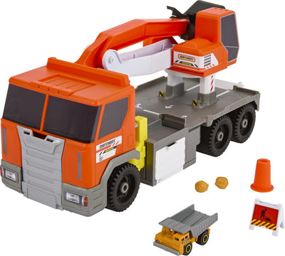 Matchbox -Gebäude -Lkw mit Bohrstation