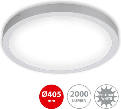 Briloner - LED Aufbaustrahler - Deckenleuchte, 24,5 Watt, 2.400 Lumen, 4.000 Kelvin, rund, Chrom matt