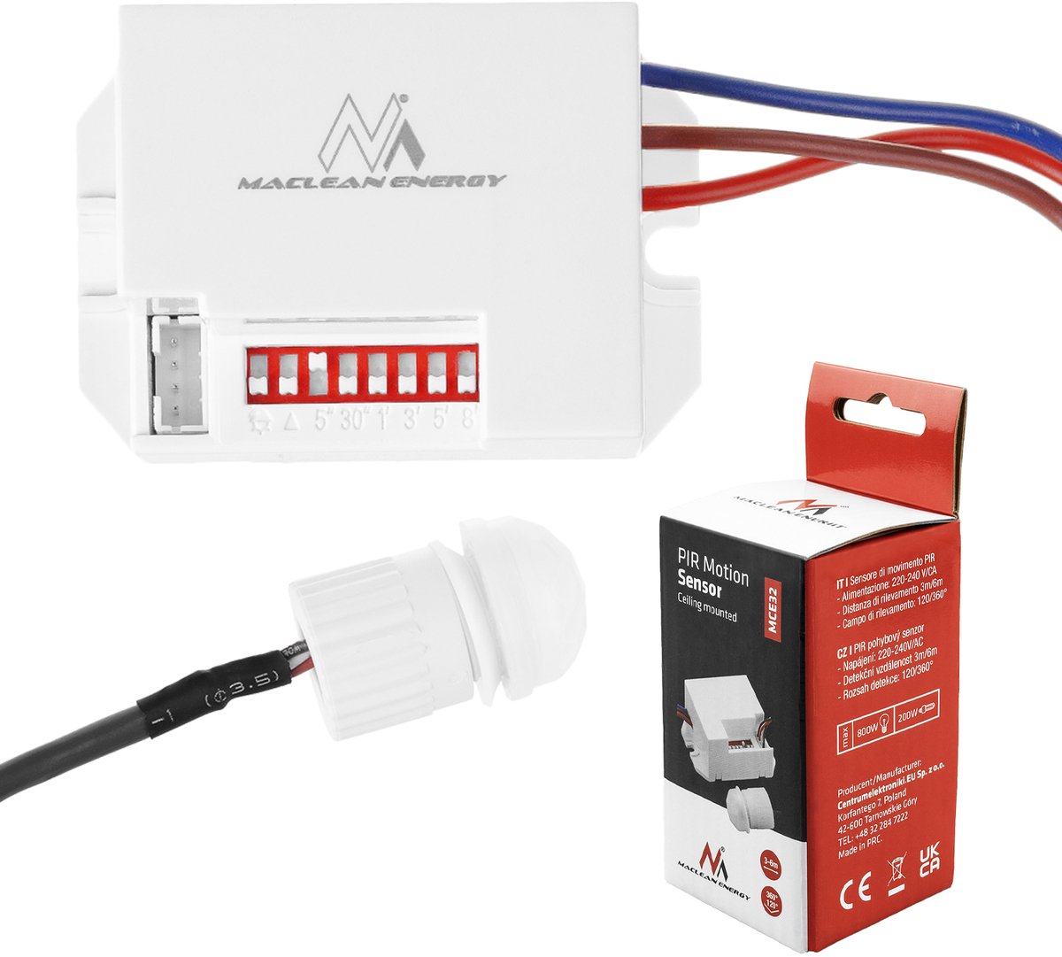 Maclean Pir-Bewegungssensor 360° Infrarot-Detektor mce32