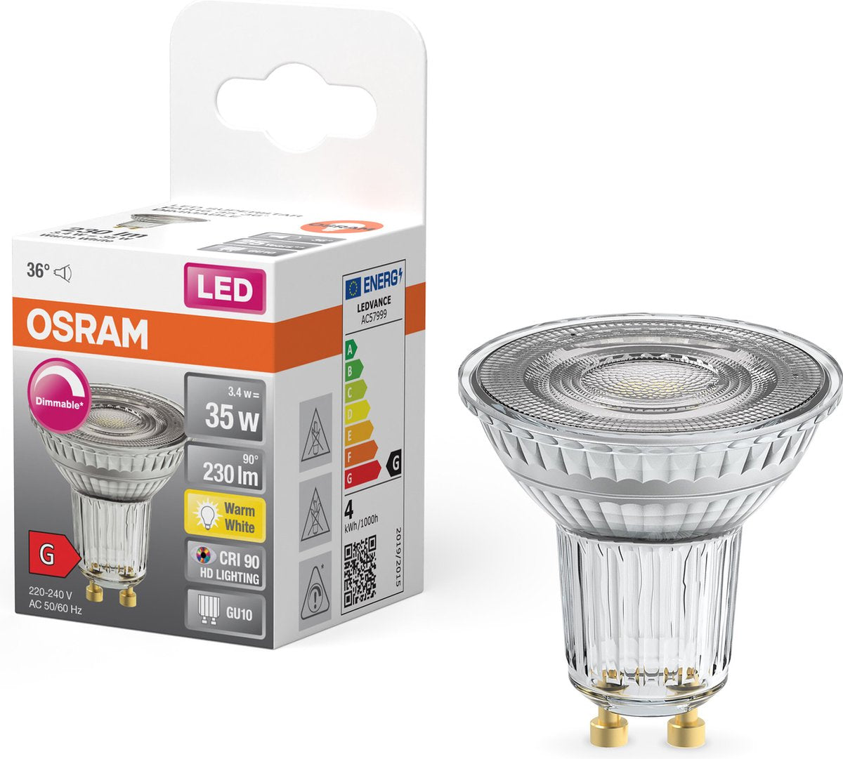 Osram Superstar LED Gu10 Spot klar 3,4 W 230 lm – 927 sehr warmweiß | dimmbar - beste Farbwiedergabe