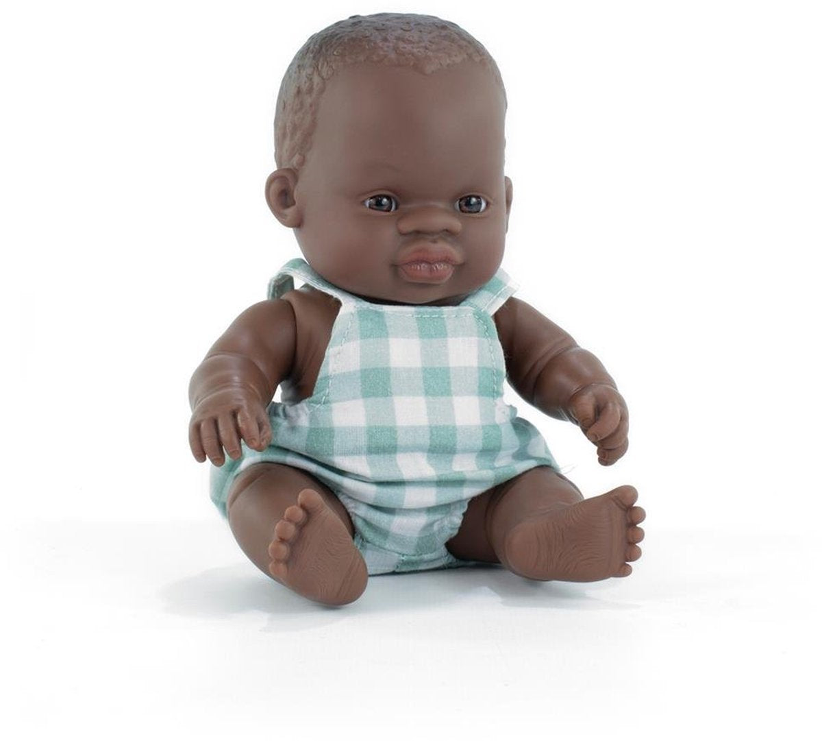Miniland Babypuppe – Afrikanischer Junge 21 cm – mit Vanilleduft – wasserfest – 10 Monate