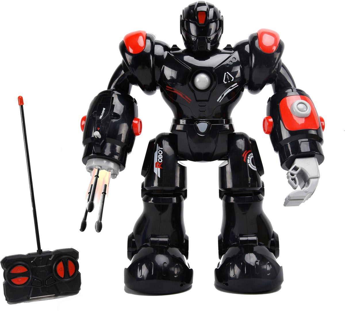 Gear2play Robot RC Hero Bot XL Black – Steuerbarer Spielzeugroboter mit Schießfaust