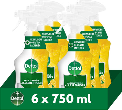 Dettol antibakterieller Allzweckreiniger Spray Sparkling Lemon 750 ml – 6 Stück – Vorteilspackung