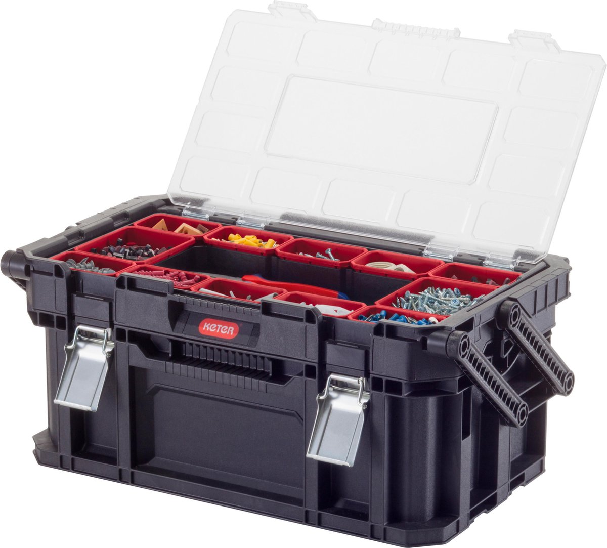Keter Connect Cantilever Toolbox Werkzeugkoffer – 26 l – 56,5 x 31,7 x 25,1 cm – schwarz