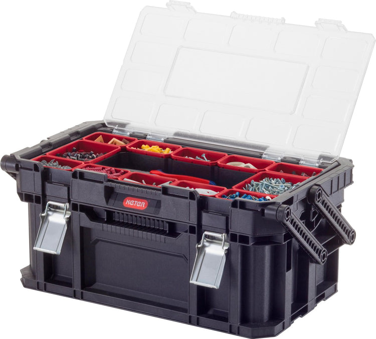 Keter Connect Cantilever Toolbox Werkzeugkoffer – 26 l – 56,5 x 31,7 x 25,1 cm – schwarz