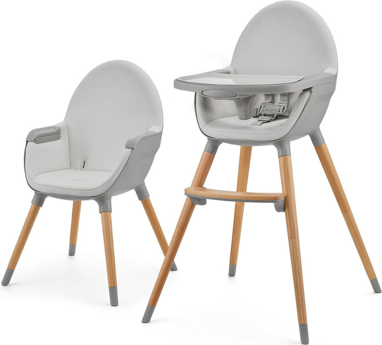 Kinderkraft fini 2 Hochstuhl 2-in-1 – Kunstleder – verstellbares Tablett – Spielsessel – Sicherheitsgurte – 6 Monate bis 5 Jahre – Grau