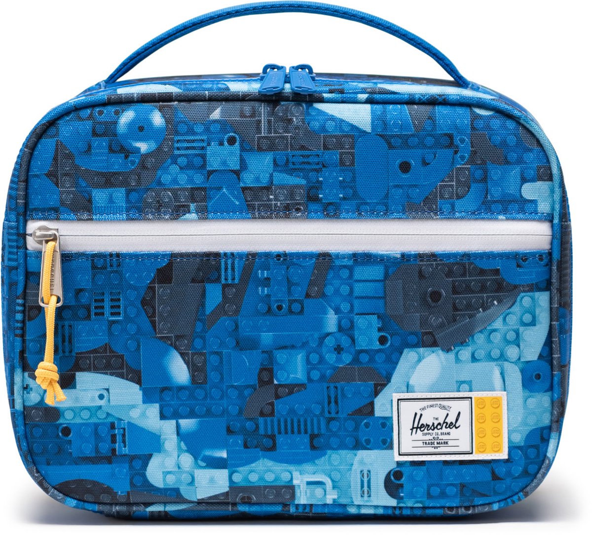 Herschel Lego Pop Quiz Lunchbox klein – abstrakte Ziegelsteine blau