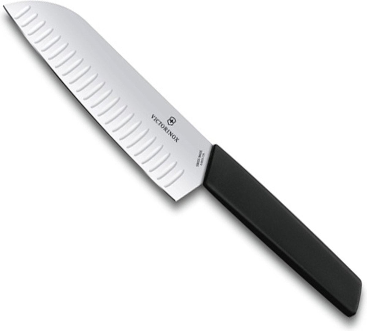 Victorinox Schweizer modernes Santokumesser 17 cm – Grübchen – Schwarz