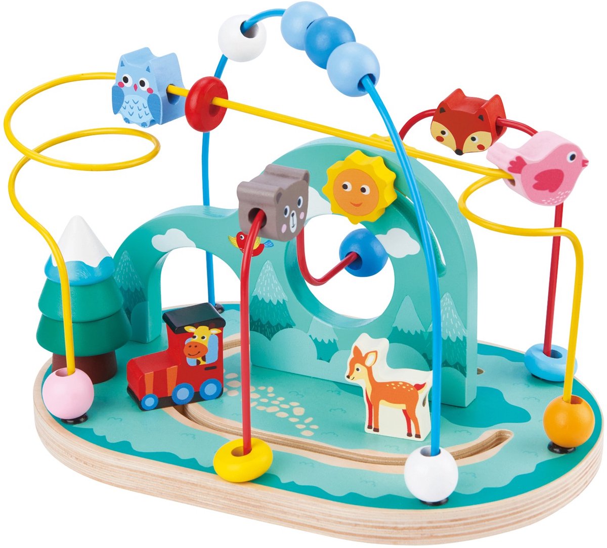 Lelin Toys lelin® Holzperlenrahmen im Wald – Holzspielzeug für Motorik und Perlenschieben – Lernspielzeug – ab 1 Jahr