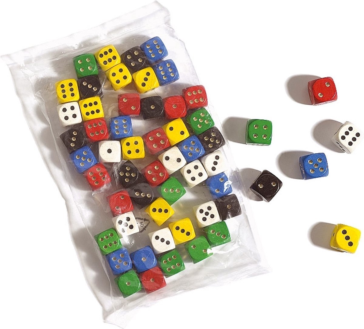 Philos Holzwürfel-Set D6 16 mm sortiert (50 Stück)