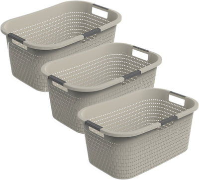 Rotho Country - 3-teiliges Set Wäschekorb 40 l - Kunststoff - BPA-frei - Beige