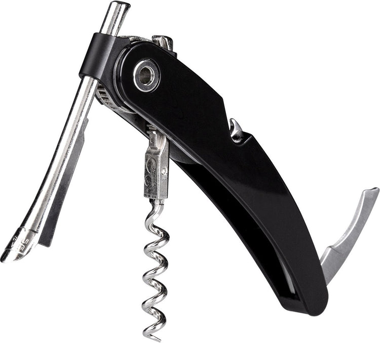 Vacuvin Vacu Vin Single Pull Korkenzieher Schwarz – 3-in-1-Kellnermesser – mit Kapselschneider und Flaschenöffner