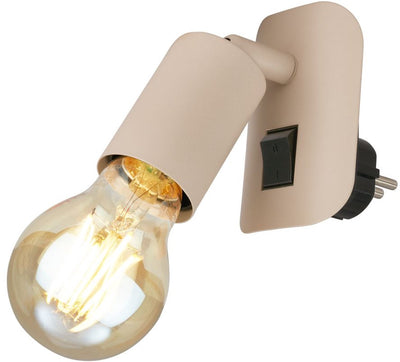 Briloner Batita – Steckerlampe – Wandleuchte – E27-Fassung – Steckerbetrieb – mit Schalter – schwenkbar – E27-Fassung – Beige – 9,5 x 6,7 x 7,8 cm